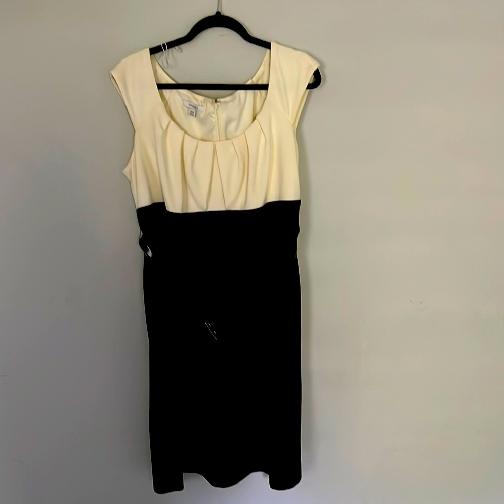 Black and white dress. So cute and comfortable. Great for the office or wedding
